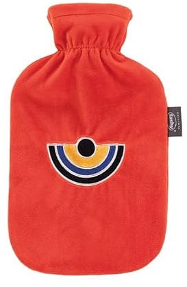 Fashy Wärmflasche mit Flauschbezug und Stickerei Halbkreis orange 2 L