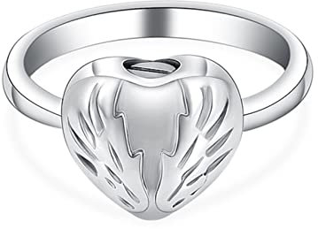 KETIME 7Size Engelsflügel Ring halten Geliebte Asche Einäscherung Urne Ring für Frauen Fingerring