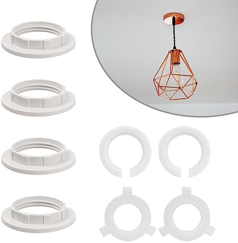 TRUEIN 8 Pcs Lamp Shade Ring, E27 to E14 Lampshade Ring Converter, Plastic Lamp Screw Fitting Ring, E14/E12 Lampshade Reducing Ring for Socket Screw Bulbs, Bayonet Cap Lampholders