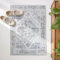 TOPICK Door mat Washable 60x90cm Grey Entryway Doormat Indoor Floral Print Small Rug Thin Lightweight Non Slip Carpet for Kitchen Bathroom