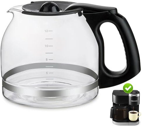 Jarra de café de repuesto de vidrio de 12 tazas solo para cafetera KEURIG K-DUO de una sola porción y jarra | No el modelo K-Duo Essentials