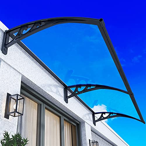 EnixWh Fenster-Markise, Türüberdachung, geräuschloses Material, Polycarbonat-Regenplanen mit Halterung, UV-Regen-Schnee-Schutz für Terrasse, Hinterhof im Freien, Größe: 80