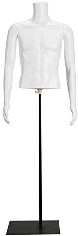 GGZONE Herren-Schaufensterpuppen, Erwachsene Herren-Dress-Form-Schaufensterpuppe mit Kunststoff-Halbkörper und abnehmbaren Armen, Dummy-Puppe mit Metallständer (Color : White) Beautiful Scenery
