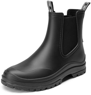 DREAM PAIRS, Stivali Wellington da donna, impermeabili, comodi, per giardinaggio ed escursionismo, Nero , 39 EU