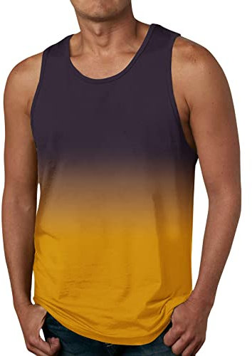 Joixfx T Shirt pour Homme sans Manches Imprimé 2025 Tee Shirt Débardeur T Shirt à Manches Courtes Col Rond Léger Chemise Mode Respirant Hauts Été Décontracté Vêtements Sportswear Chemisier
