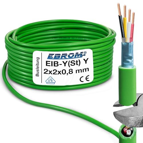 EBROM - Cavo bus EIB da 85 metri EIB-Y (St) Y 2 x 2 x 0,8 mm – verde – Cavo dati per installazione bus cavo telecomunicazioni – rame pieno 99,9% rame OFC, lunghezza: 85 m