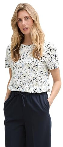 TOM TAILOR Damen 1045534 T-Shirt, 37368 - Multicolor White Dot Structure, S EU