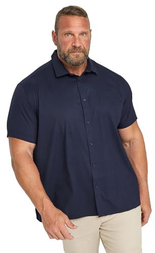 BadRhino Big & Tall Navy Stretch Short Sleeve Shirt - Men's - Plus Size Curve