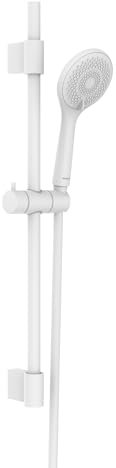 Set doccia a risparmio idrico, asta doccia in acciaio, soffione doccia a risparmio idrico, con tubo doccia 150 cm, bianco