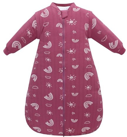 amo nenes Babyschlafsack 2.5 TOG, Baby Herbst Winter Langarm Schlafsack, 100% Baumwolle, abnehmbare Ärmel, Length 90cm, 6-18 Monate (Regenbogen)