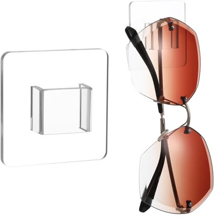 2Pcs Sunglass Organizer Wall Glasses Holder Acrylic Sunglasses Display Clear Eyeglasses Storage Eyeglass Hanger for Men Women Girls Office Living Room Bedroom Home Decor Glasses Stand Rack