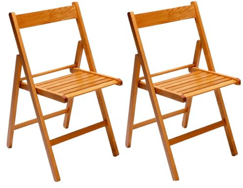 Marvin Sedia in Legno Pieghevole Birreria Colorata Interno o Esterno Salvaspazio Richiudibile da Campeggio Giardino Cucina Legno Massello Di Faggio (2, Ciliegio)