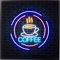 Kare Design Wandbild Coffee, Bunt/Blau, Quadratisch, LED Beleuchtung, 80cm Kabellänge, Wandkunst, Bild, Schlafzimmer, Wohnzimmer, Glas, Acryl, 80x80 cm (H/B)