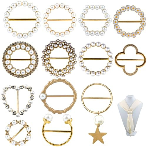 BITEFU 13 Stück Clip Ring, Damen Modische Schalring Tuchring, Schalring Tuchring Groß für T Shirt Kleidung Kleidung Verschönern Seidenschals Umhänge(Gold)