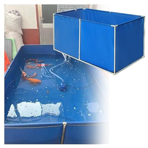 PFCDZDU Pieghevole Tela in PVC Acquario, Cuboide Esterno Laghetto Fuori Terra, Acquario Serbatoio Stoccaggio Del'acqua, Piscina Laghetto Riproduzione con Valvola Scarico(9.8x6.6x3.0ft/3x2x0.9m)