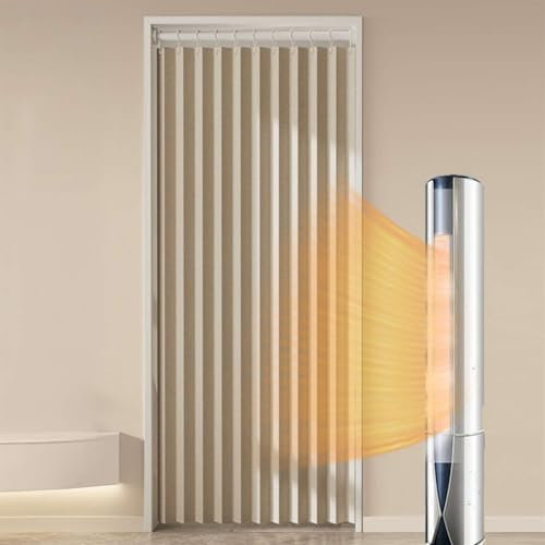 Momooda Türvorhang Blickdicht Magnetische Vorhänge, Raumteiler Faltvorhang für unsichtbare Türen, Thermo Türvorhang Kälteschutz, zum schieben, Wärmeisolierend, 280g/m², 1 Stück, Khaki, 100x190cm