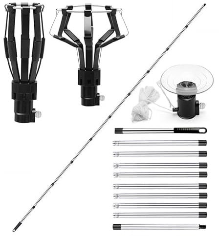 Diposiconx 12FT Light Bulb Changer for High Ceilings, LED Bulb Removal Tool with 10x Poles, Suction Cup and 3X Adapter Heads for Household Hanging Lights