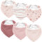 Susurration Lätzchen Baby Dreieckstuch Baby Musselin Halstuch Baby für Junge und Mädchen,Sabberlätzchen Baby Verstellbare 6 Stück (RosaDruck)
