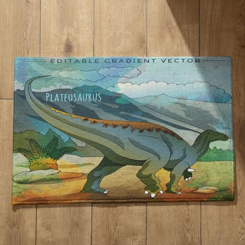 EHOMERY Fußmatte Camping rutschfeste Türmatte Für Eingangsbereich Dinosaurier-Jura Schmutzfangmatte Motiv Sauberlaufmatte Camping 45x75cm,