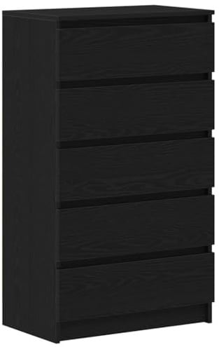vidaXL Cassettiera Rovere Nero 60x36x103 cm in Legno Multistrato