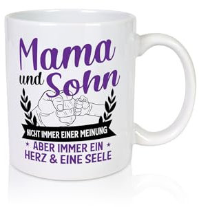 Mama und Sohn, Herz & eine Seele | Fäuste | Urkunde - Tasse Weiss - Kaffeetasse/Geschenk/Familie