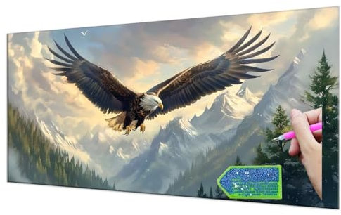 Diamond Painting Eagle, Diamond Painting Erwachsene Groß XXL 60x120 cm, DIY Full Drill Diamant Painting Kinder, Diamond Art zubehör cross stitch kit, Diamond Stickerei set Home Wand Dekor T-1177