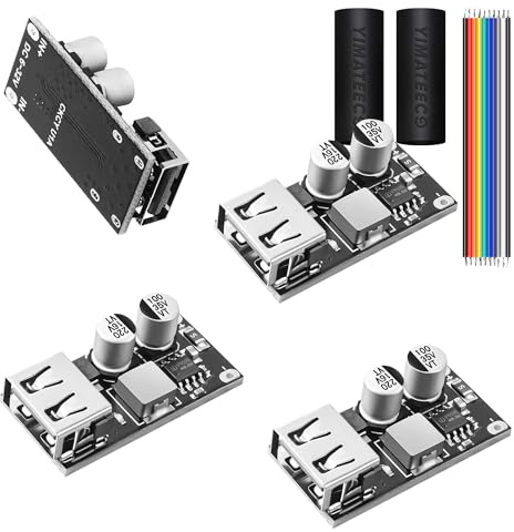 YIMATEECO USB Abwärtswandler DC-DC Abwärtsmodul, 4 Stü 4,5-32 V 12 V 24 V bis 5 V USB QC 3,0 Lademodul Spannungsversorgung Schnellladeplatine Spannungsregler Volt-Transformator Platine (4 Stück)