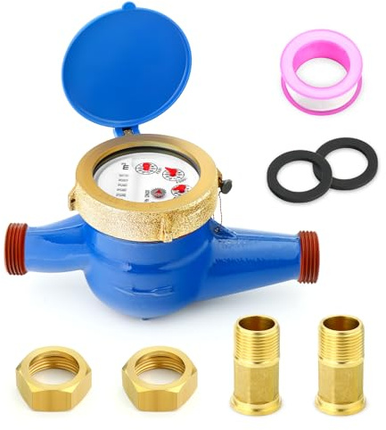 MEANLIN MEASURE 3/4 BSP Kupplungen Wasserzähler Kaltwasserzähler für Garten oder Haushalt 20 mm Messung in Kubikmetern