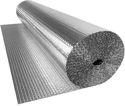 VANCHEMO 1 x 10 m, pellicola isolante termica per tetto, doppio pluriball in alluminio, protezione dal freddo, spessore 3 – 4 mm, per termosifoni, protezione termica (10 ㎡)