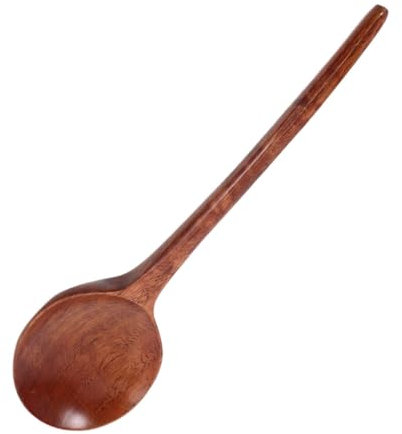 VICASKY Japanese Wooden Ramen Spoon Long Handle Small Asian Soup Ladle Korean Wonton Dumpling Spoon for Soup and Porridge Serving