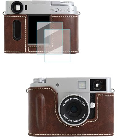 VOVMOEYA Tasche für Fujifilm X-HF1 mit 2 Displayschutzfolien, Fuji X Half Hülle, PU-Leder, Kameratasche, Schutzhülle, Zubehör, Koffer, stilvolles schützendes Leichtgewicht, Camera case