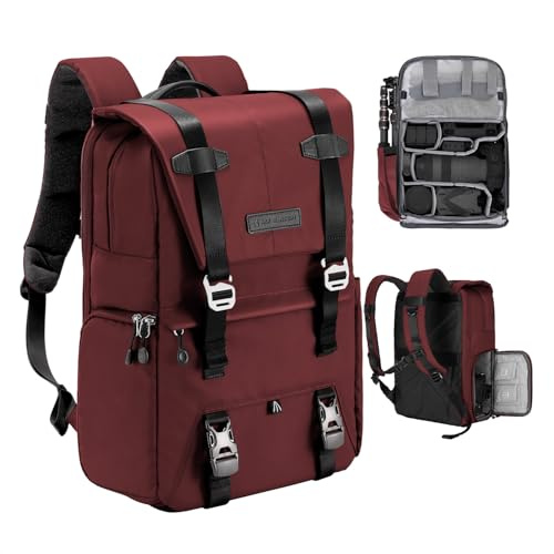K&F CONCEPT Camera Backpacks 20L, Large Camera Backpack 15.6 Inch Laptop Compartment, Splash-Proof Photo Backpack with Rain Cover, Camera Bag Large for DSLR SLR