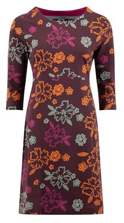 Weird Fish Shafika Organic Cotton Printed Jersey Dress Mulled Wine Size 10