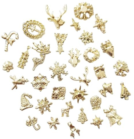 AYVRUOP Nail Charms weihnachten,Charms Nägel,Weihnachten Charms,Nail Art Charms,3D Gold Schneeflocke Nail Art Dekoration,Charms Nägel Charms Legierung für Nägel DIY Handyhülle Nageldekoration,50Pcs