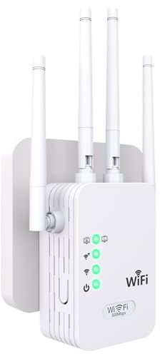 Repelente WiFi 300Mbps 2.4GHz, Amplificador WiFi con 4 Antenas, 2 Modos (repetidor/Punto de Acceso Ap), Compatible con Caja de Internet, WPS, instalación rápida para el hogar y la Oficina