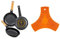 BRA Efficient Orange - Set de 3 sartenes + Safe - Salvamanteles de silicona multiusos imantado, 2 unidades, color naranja