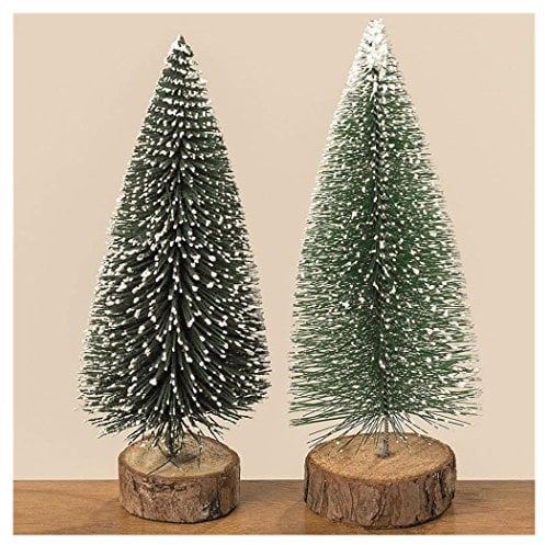 BOLTZE Deko Baum Holz grün H 16 cm 2er Set