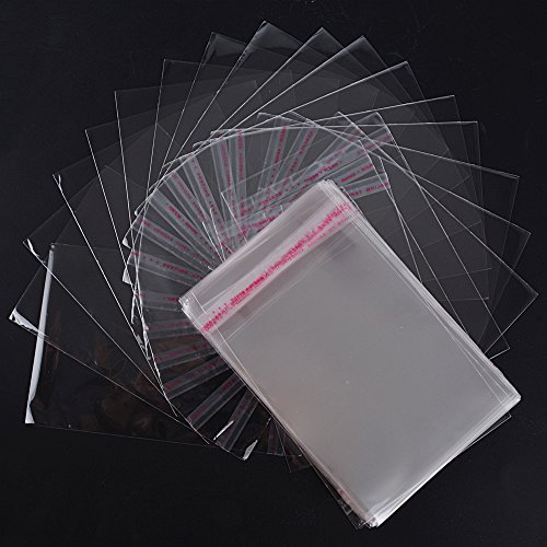 FLOFIA 200 Stück Selbstklebend Tütchen Plastiktüten Klein Cellophantüten Flachbeutel Transparent Geschenktüten für Süßigkeiten Plätzchen Gebäck Schoolade Lutscher Schoolade (10 * 15)