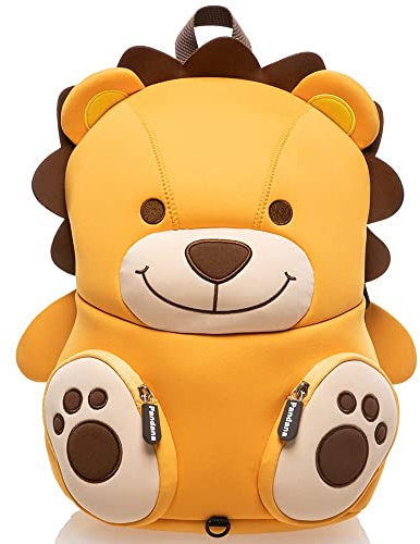 Pandana Großer Kinderrucksack Lenny Löwe mit Brustgurt für Jungen und Mädchen im Kindergarten oder Kita aus isolierendem atmungsaktiven Neopren