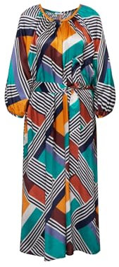 Seidensticker Damen Blusenkleid mit Bindegürtel Kleid, Marineblau, 46