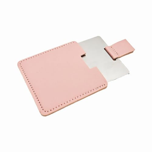 Ksvsonrvi Taschenspiegel Reise Spiegel 2.36 Zoll Mini Handspiegel Edelstahl Unzerbrechlich Spiegel mit PU Leder Fall (Rosa)