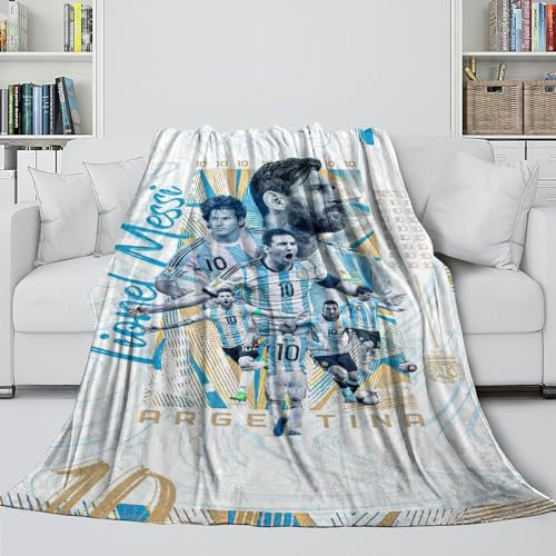 Messi Flanell Decke - Fußball Warme Decke Für Wärme Und Glückseligkeit in Einer Kälteren Nacht - Kinder Erwachsene - Weihnachten Geburtstag Hochzeit Geschenk 40x50inch(100x130cm)