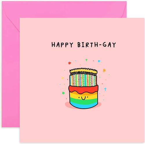 Old English Co. Geburtstagskarte für Männer oder Frauen – Regenbogenkuchen, Lesbische LGBT-Geburtstagskarte für Sie oder Ihn, Gay Pride Geburtstag, Queer Geburtstagskarte für Freunde und Familie,
