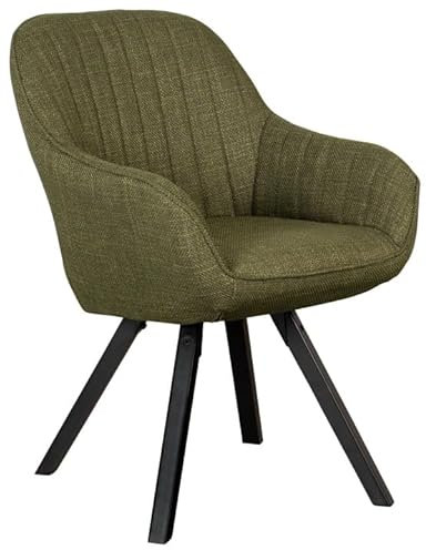 MR. DEKO® Diningsessel Matera Green Drehbar HxBxT: 84x59x61 cm | Esszimmerstuhl mit Metallbeinen | Polsterstuhl mit Armlehnen | Moderner Stuhl für Wohnzimmer und Essbereich