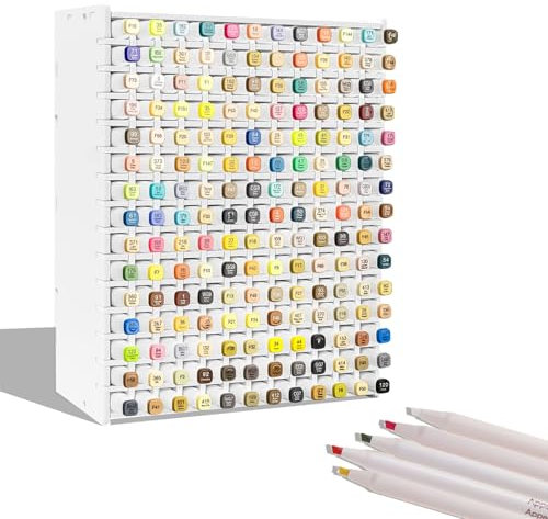 Art Marker Storage Rack for 180 Markers,Marker Pen Storage Rack Marker Organizer for Desk with Removable Divider,Desktop Art Marker Pens Pencils Holder Storage Case for Classroom (180 Slot)