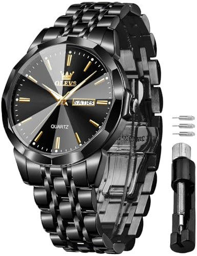 OLEVS Herrenuhren Skelettuhr Quarz Rennwagenrad Edelstahl Casual Sports Wasserdicht Leuchtend Herrenarmbanduhren