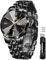 OLEVS Herrenuhren Skelettuhr Quarz Rennwagenrad Edelstahl Casual Sports Wasserdicht Leuchtend Herrenarmbanduhren