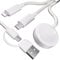 3 in 2 Fast Charger Cable,Thick Braided Charging Cord USB C Watch Phone Charger,Compatible with Apple Watch Ultra SE Series1-10,Travel Multi Devices All in One Combo Wire,1.2M-Starlight