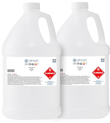 Lab Alley Mineral Spirits Lab Grade, 2 Gallons, Ideal for Paint Thinning, Inks, Adhesives, Cleaning, and Degreasing Applications
