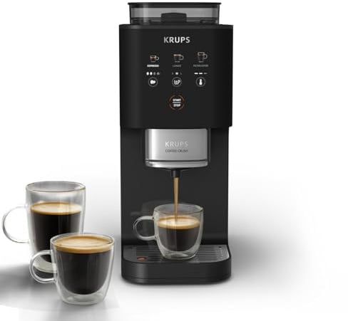 KRUPS Coffee Crush Extra Kaffeevollautomat, nur 15 cm breit, Schwarz